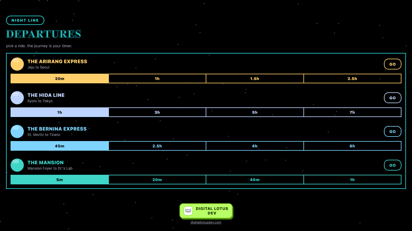 Screenshot of the Night Line project